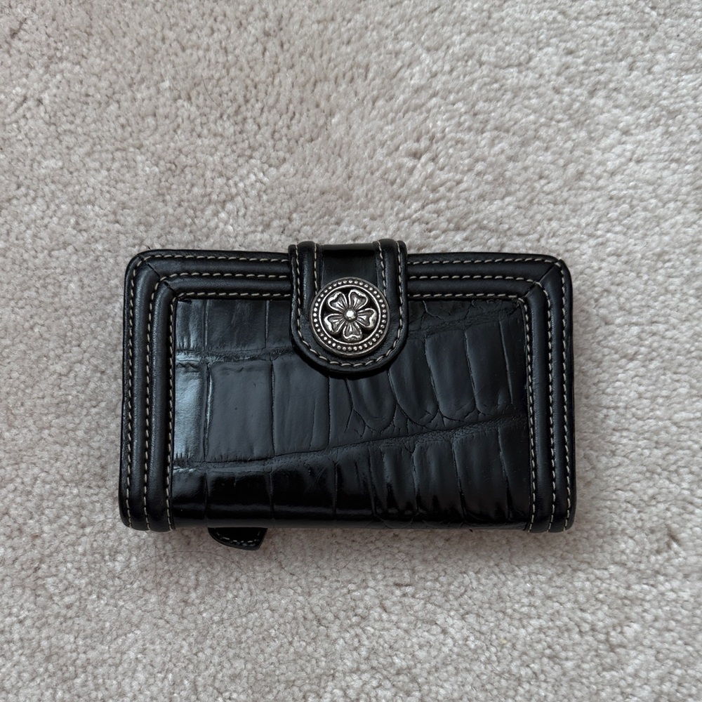 Brighton Black Crocodile Embossed Card Case